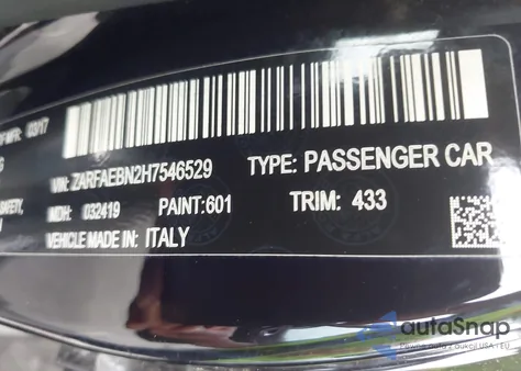 2017 Alfa Romeo Giulia Rwd from USA, damaged, VIN ZARFAEBN2H7546529